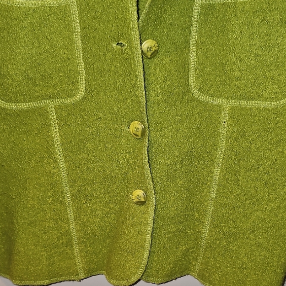 VINTAGE Lisa International Olive Green Women's Jacket Coat 100% Wool Medium - Picture 5 of 6